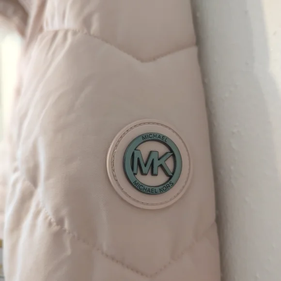 Michael Kors Faux Fur Trim Hooded Puffer Coat Blush Pink NWT Size Medium - Picture 7 of 10